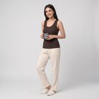 Women's Brown Ribbed Sleeveless Thermal, भूरा, small