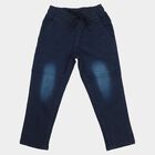 Boys' Navy Blue Straight Fit Washed Jeans, गहरा नीला, small