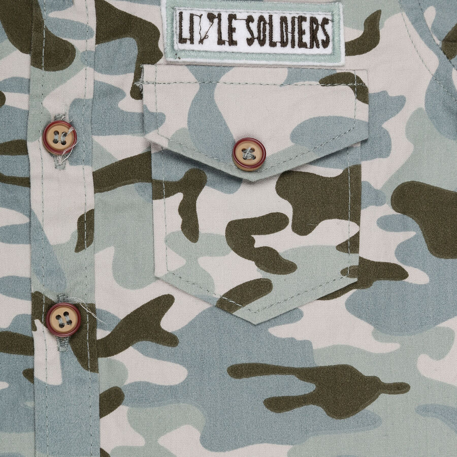 Infants Cotton Printed Shirt, Light Grey, large image number null