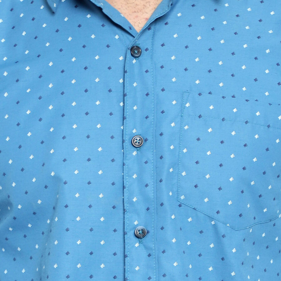 Printed Casual Shirt, Teal Blue, large image number null