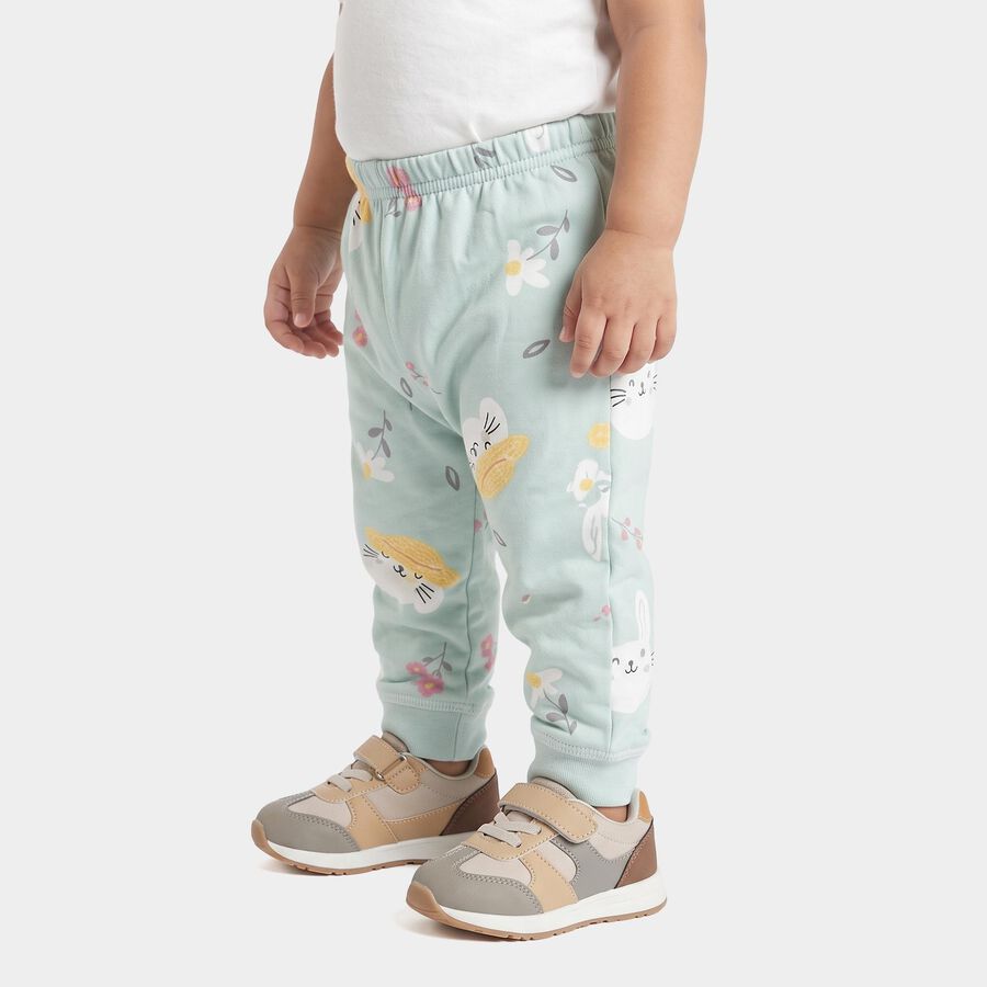 Infants' Mint Green Jogger Bunny Printed Pyjama, हल्का हरा, large