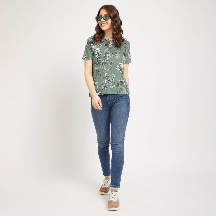 Cotton Round Neck T-Shirt, Light Green, large image number null