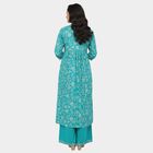 Girls Bright Teal Embroidered Kurta and Palazzo Fusion Set with Dupatta, Aqua, small image number null