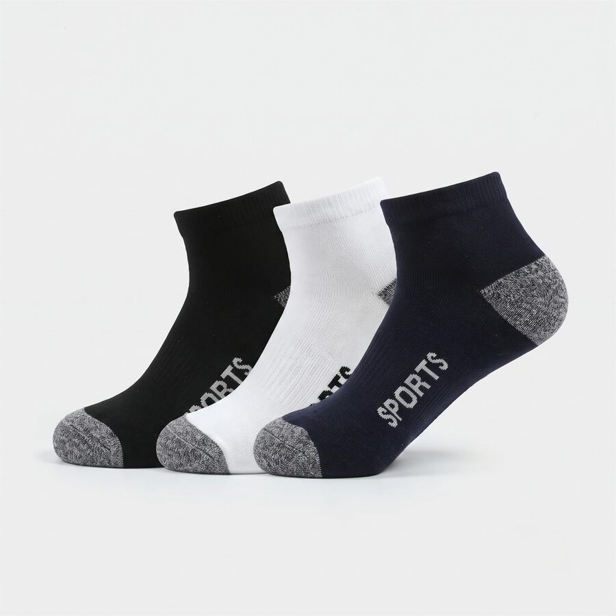 Men's Regular Fit Striped Pack of 3 Socks ( Blue, White, Black ), सफ़ेद, large