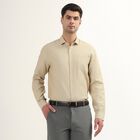 Men's Light Beige Classic Collar Formal Shirt, गहरा पीला, small
