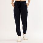 Women's Deep Navy Blue Relaxed Fit Cargo Track Pants, नेवी ब्लू, small image number null