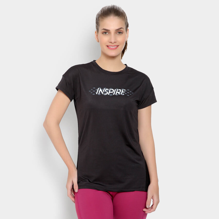 Round Neck T-Shirt, Black, large image number null