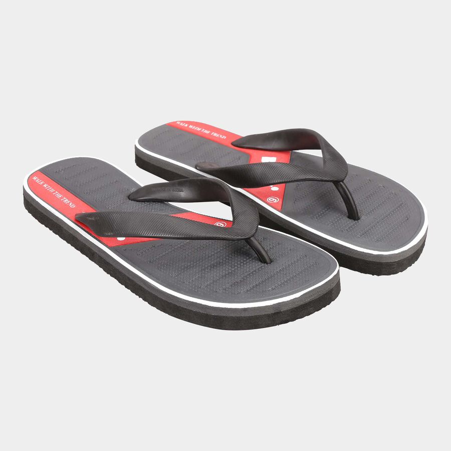 Men Printed Slip-On Flip Flops, Dark Grey, large image number null