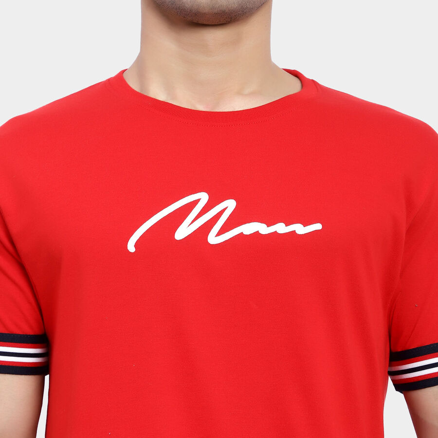 Solid Round Neck T-Shirt, Red, large image number null