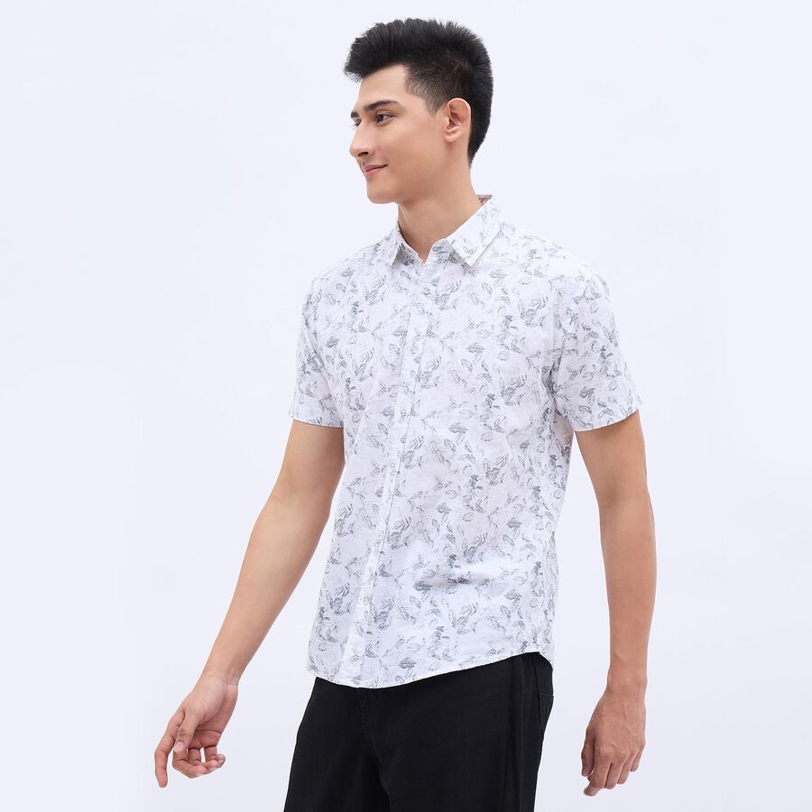 Men's White Cotton Regular Collar Casual Shirt, सफ़ेद, large image number null