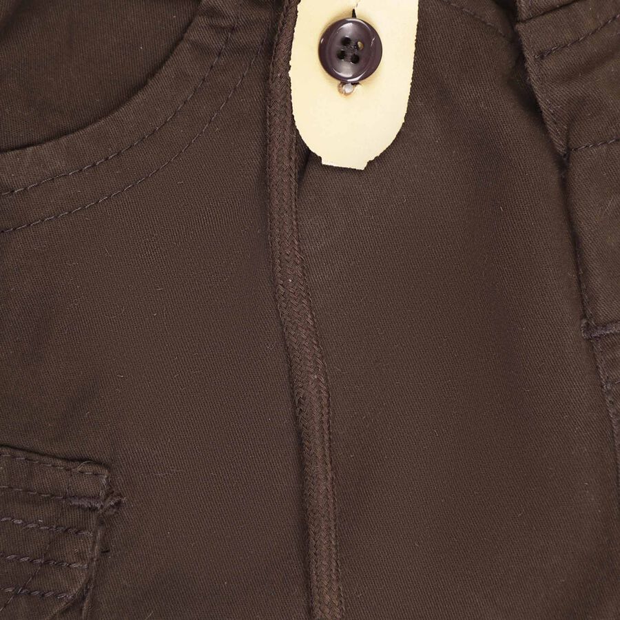 Infants Cotton Solid Trousers, Brown, large image number null