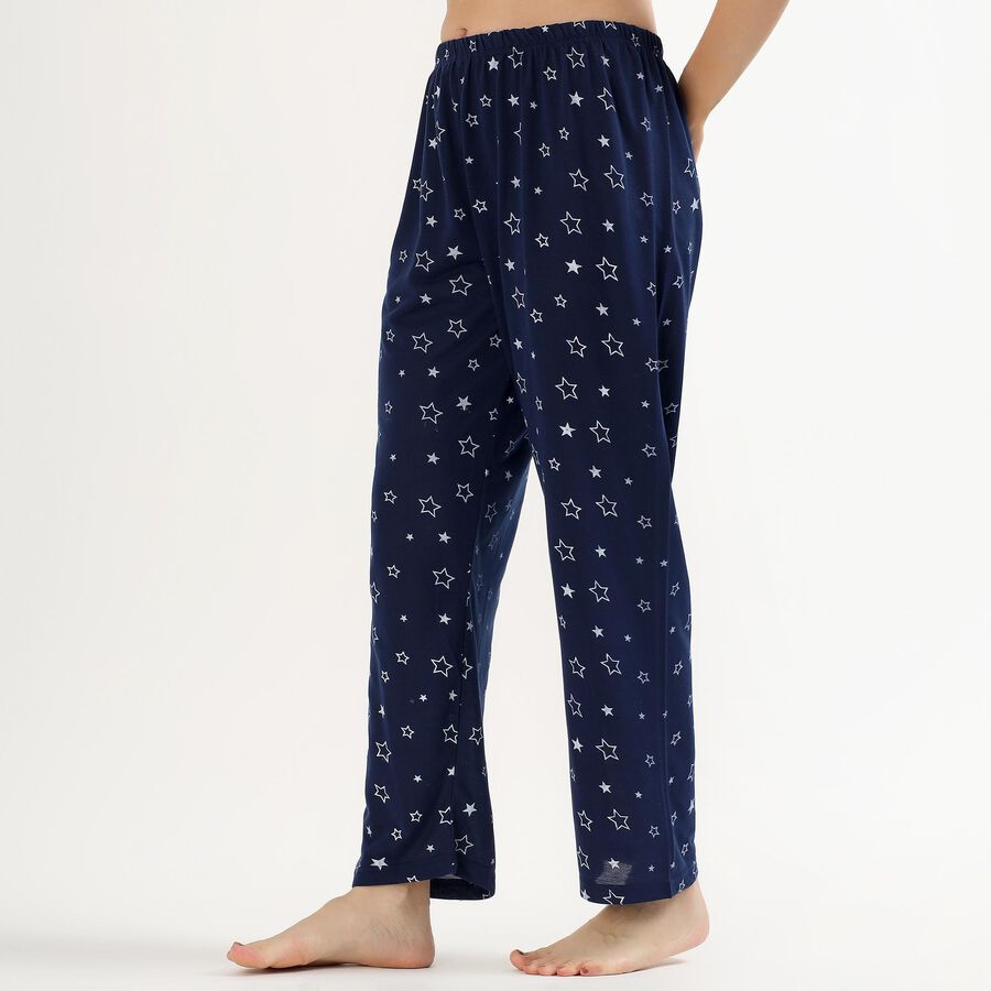 Women's Deep Navy Blue Star Print Relaxed Fit Pyjama, Navy Blue, large