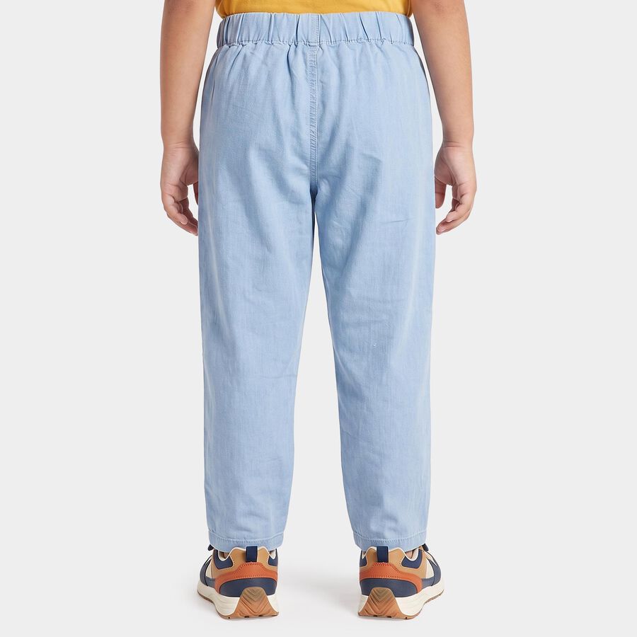 Girls' Light Blue Straight Fit Embroidered Jeans, हल्का नीला, large