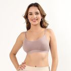 Women's Brown Cotton Blend V-Neck Minimalist Bra, Brown, small