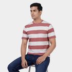 Men's Pink Round Neck Casual T-Shirt, Light Pink, small