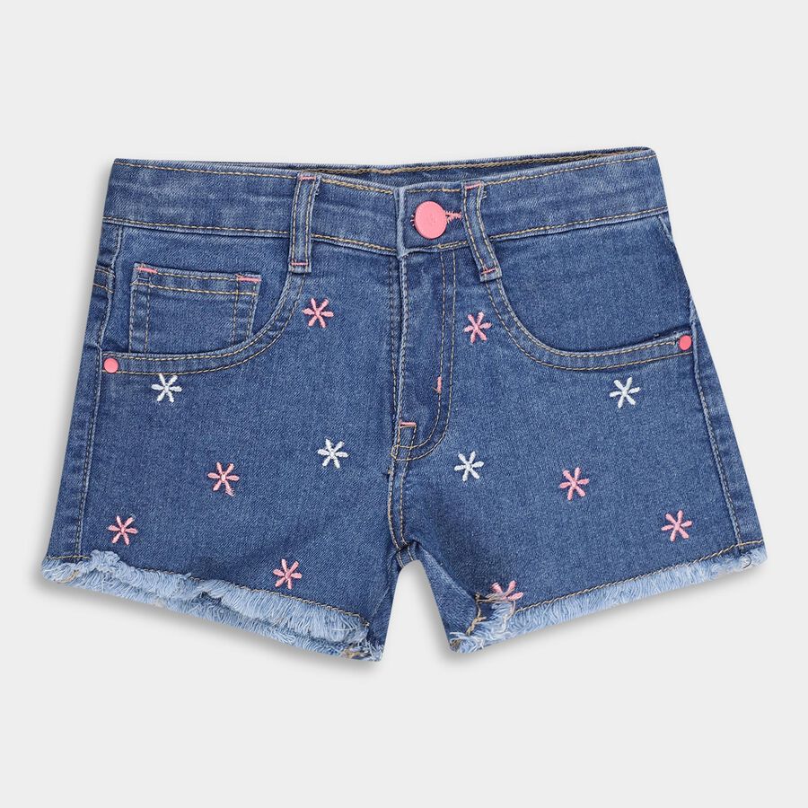 Girls' Shorts, मध्यम नीला, large