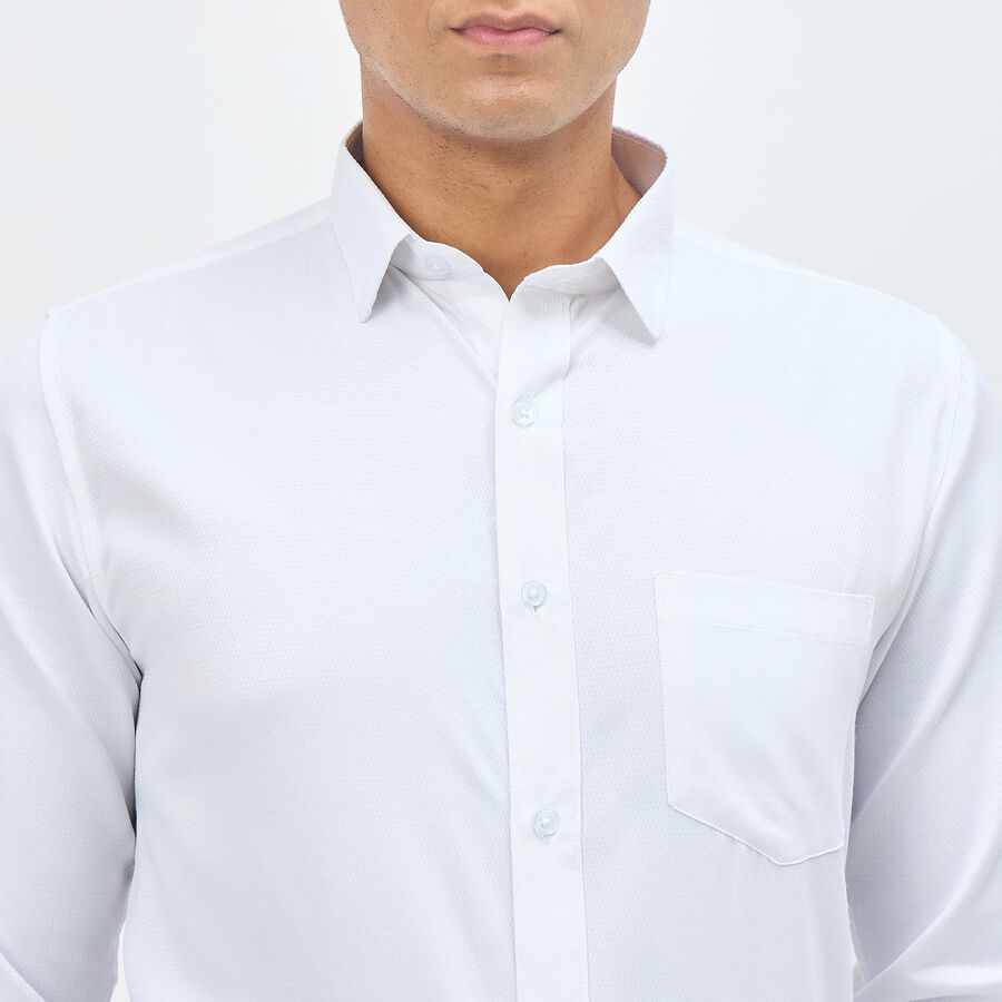 Men's Snow White Spread Collar Formal Shirt, White, large