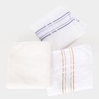 Men's White Striped Pack of 3 Handkerchief, White, small