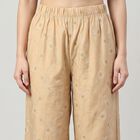 Women's Beige Regular Fit Printed Palazzos, गहरा पीला, small