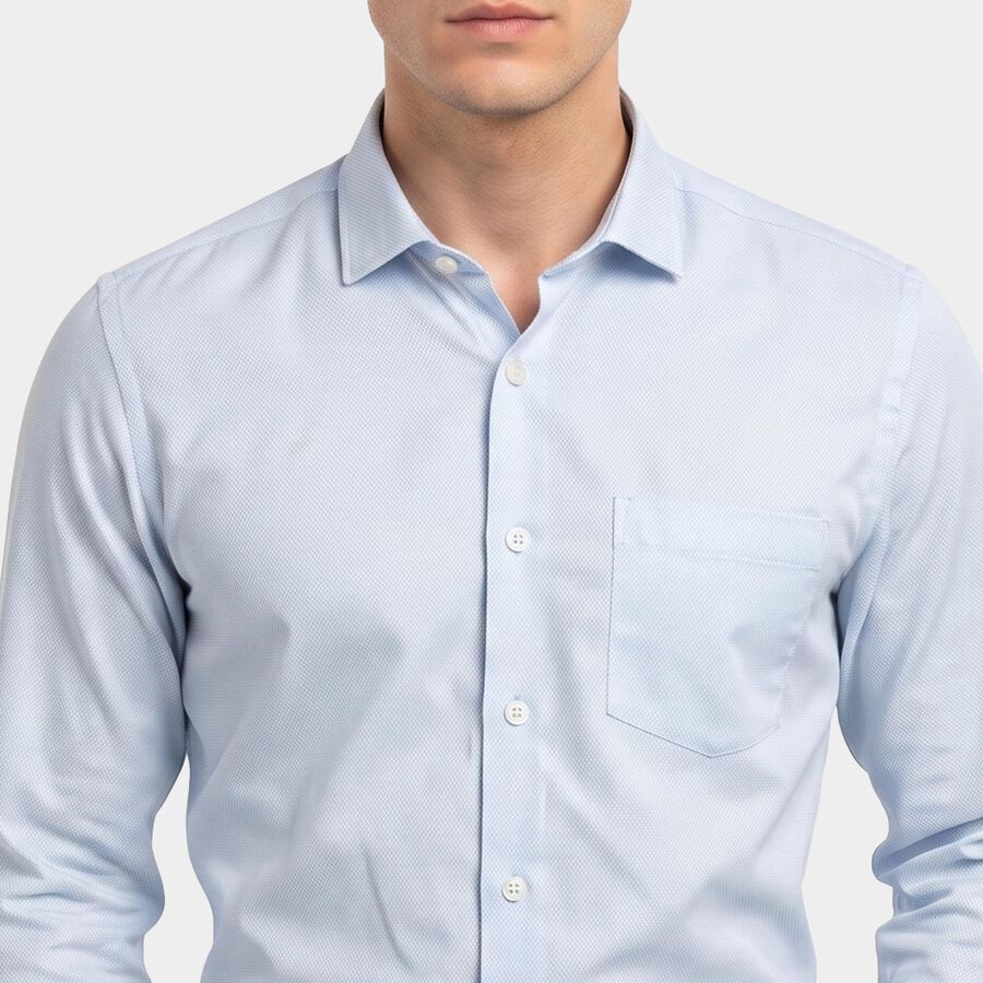 Men Light Blue Regular Collar Formal Shirt, हल्का नीला, large