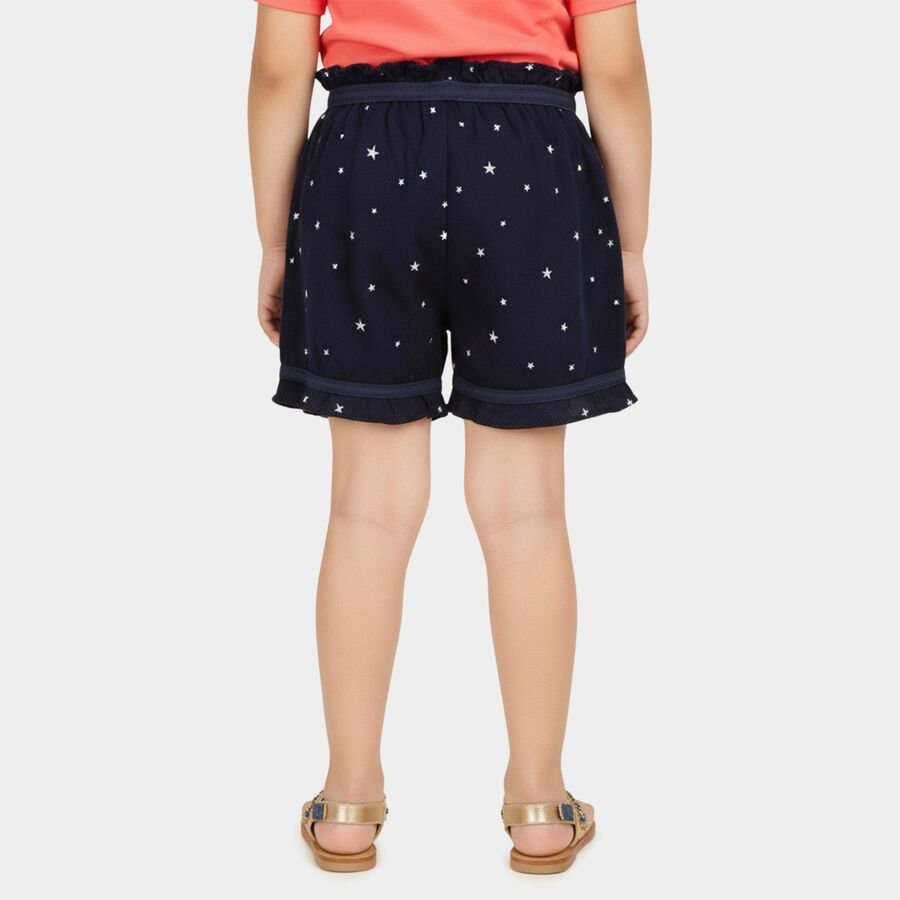Girls' Navy Blue Regular Fit Star Printed Ruffled Bloomers, नेवी ब्लू, large