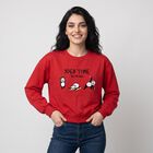 Women Fuchsia Crew Neck Graphic Print Sweatshirt, रानी (फ्यूशिया), small