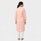 Women's Peach Cotton Round Neck Kurta, Peach, small
