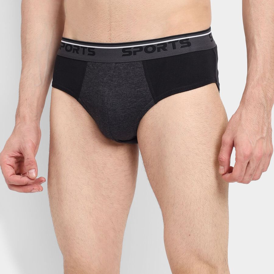 Men's 100% Cotton Briefs, Black, large image number null