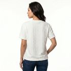 Women's White V-Neck Regular T-Shirt, Off White, small