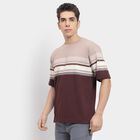 Men's Round Neck Half Sleeves T-Shirt , एक्रू मिश्रित, small