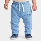 Infants Light Blue Straight Fit Graphic Printed Cotton Pyjama, Mid Blue, small