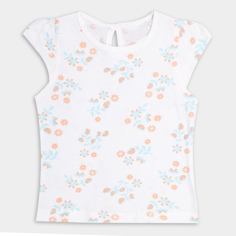 Infant Light Aqua and White Cotton Round Neck T-Shirt, Aqua, large image number null