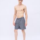 Men's Navy Blue Inner Elastic Checked Boxers, Navy Blue, small image number null