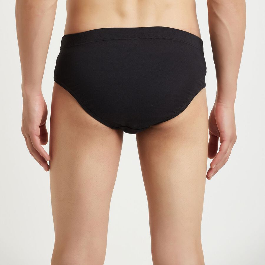 Cotton Solid Brief, Black, large