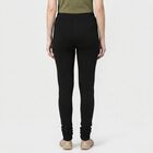 Women's Black Cotton Blend Elastic Waist Skinny Fit Churidar, काला, small
