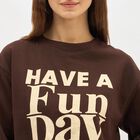 Women's Dark Chocolate Brown Crew Neck Graphic Sweatshirt, भूरा, small image number null
