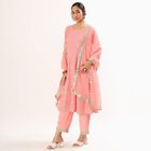 Women's Soft Peach Pink Round Neck Embroidered Anarkali Kurta, Light Pink, small image number null