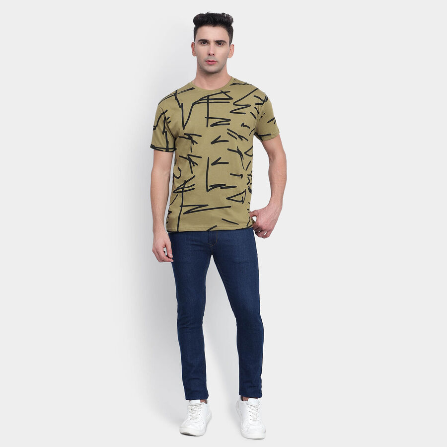 All Over Print Round Neck T-Shirt, Olive, large image number null
