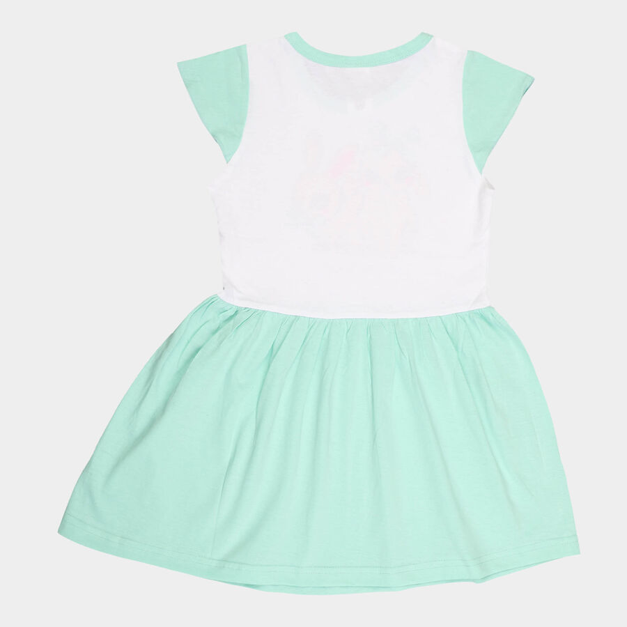 Girls Cotton Solid Frock, Light Green, large image number null