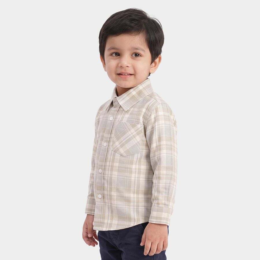Boys Beige Spread Collar Casual Shirt, Beige, large