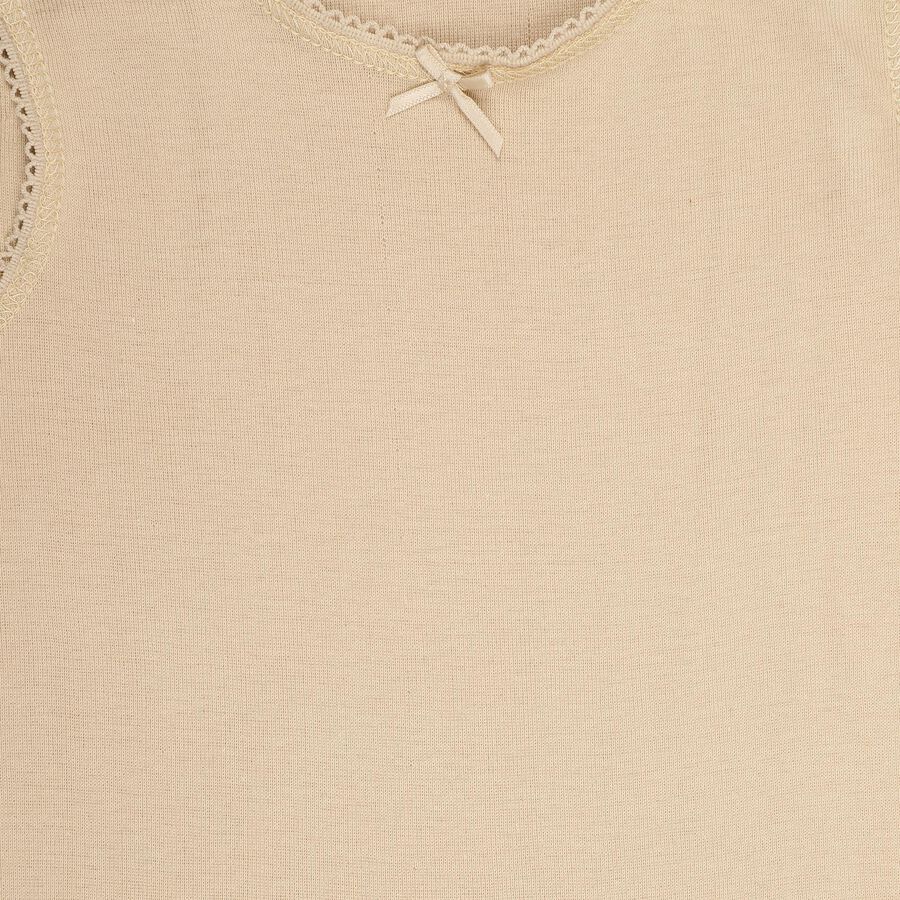 Girls' 100% Cotton Vest, Beige, large image number null