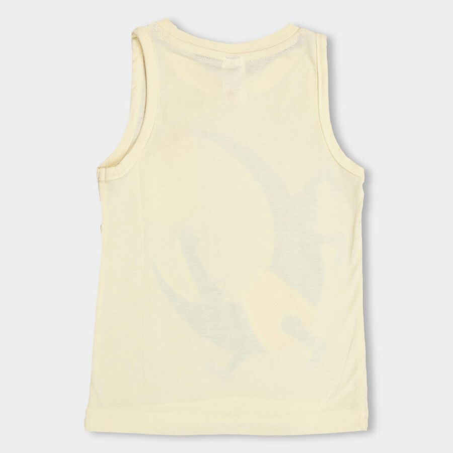 Boys' Light Mustard Yellow Round Neck Sleeveless T-Shirt, Yellow, large