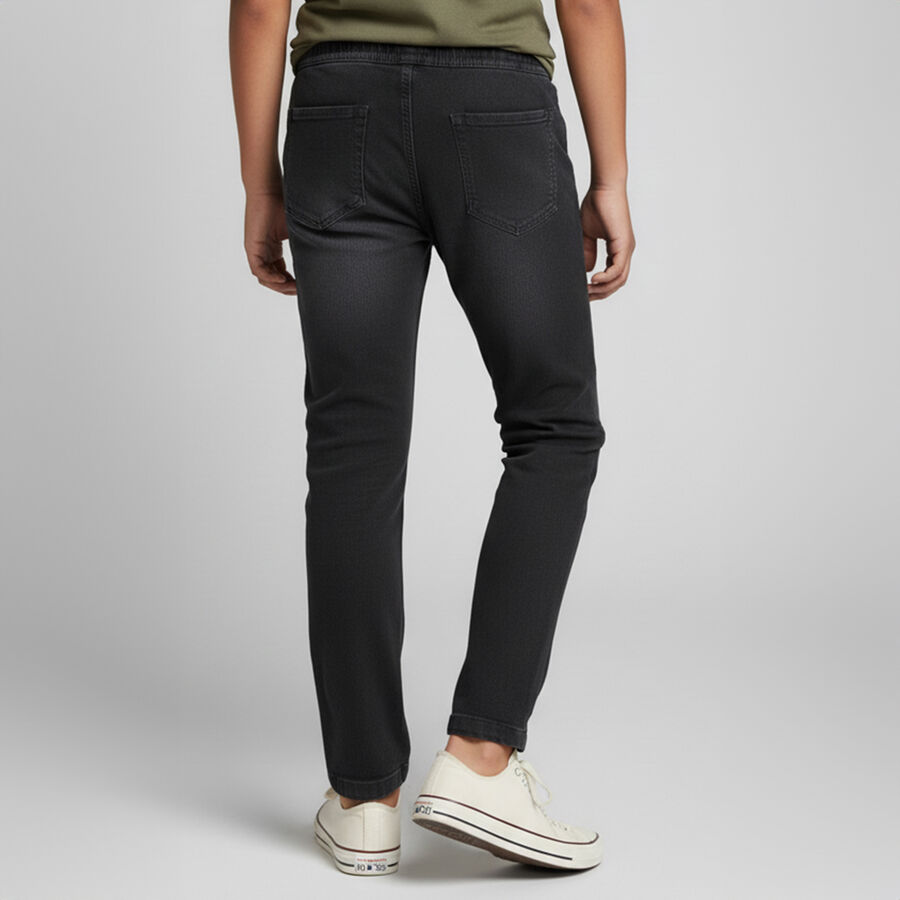 Boys' Charcoal Black Regular Fit Jogger Jeans, हल्का ग्रे, large image number null