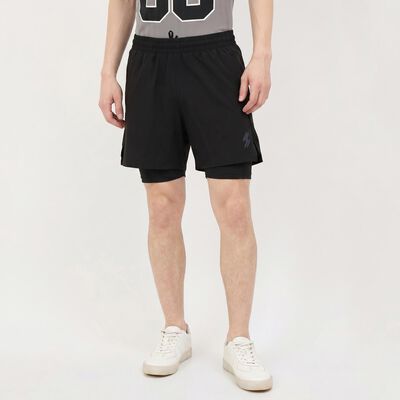 Men's Black Regular Fit Sports Shorts