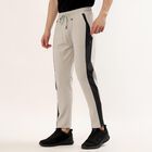 Men's Grey Slim Fit Contrast Panelled Track Pants, हल्का ग्रे, small