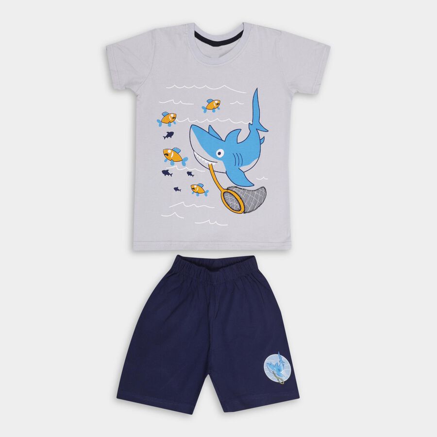 Boys' 100% Cotton Knit Baba Suit , Light Blue, large image number null