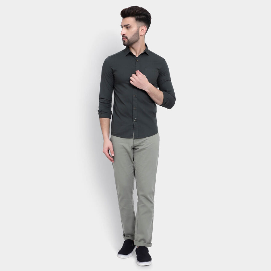 Cotton Solid Casual Shirt, Dark Green, large image number null