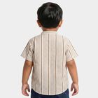 Infants Beige Cotton Mandarin Collar Regular Fit Shirt, गहरा पीला, small