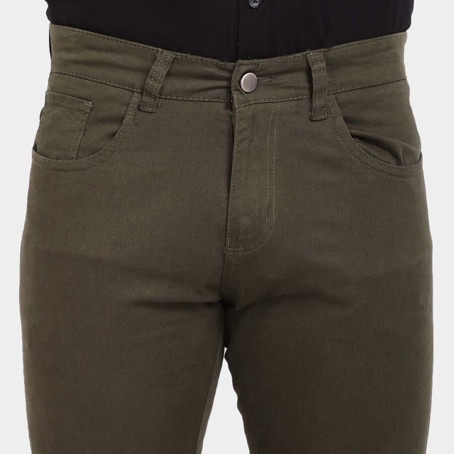 Solid Casual Trousers, Olive, large image number null