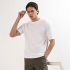 Men's Bright Snow White Round Neck Casual T-Shirt, White, small